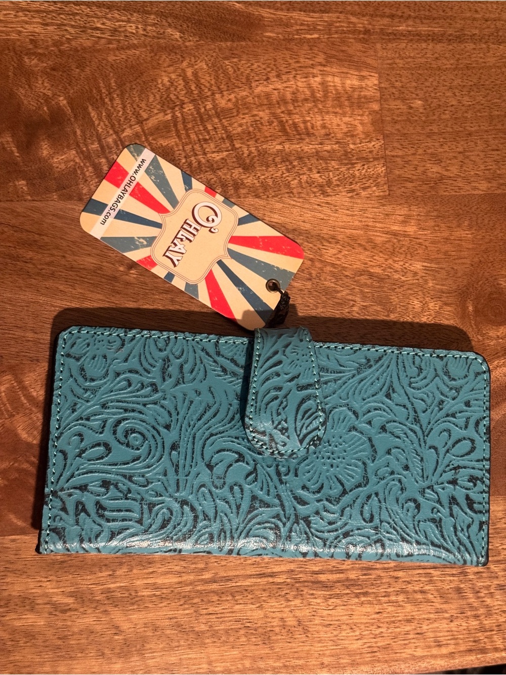 Teal Embossed Floral Leather O’HLAY Brand New Wallet
